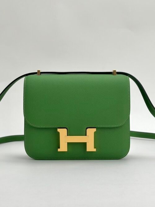 USA New York Hermes Constance 18CM Epsom Y8 Vert Yucca Gold Hardware