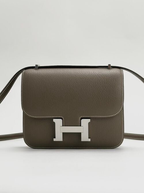 Hermes Bag Price Constance 18CM Chevre Leather CK18 Etoupe Silver Hardware