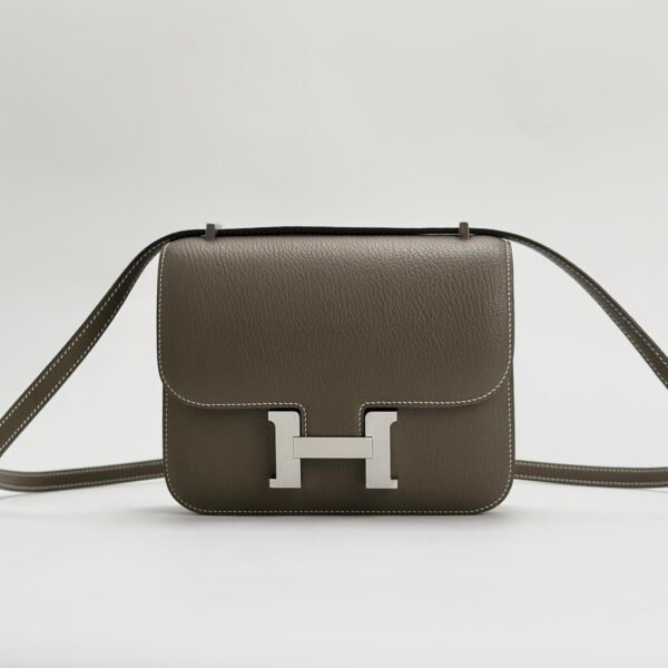Hermes Bag Price Constance 18CM Chevre Leather CK18 Etoupe Silver Hardware