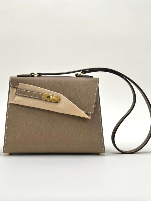 Hong Kong Hermes Kelly Desordre 20CM Epsom CC18 Etoupe Gold Hardware