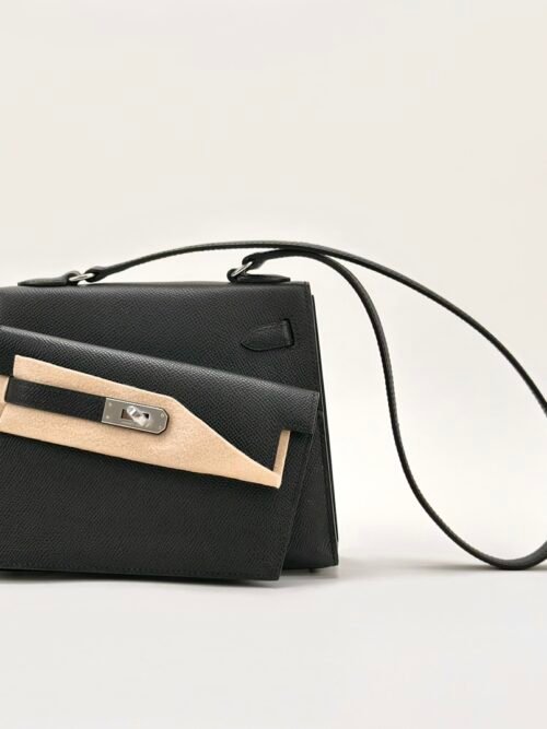 Hermes Kelly Desordre 20 Images Epsom Leather CK89 Noir Silver Hardware