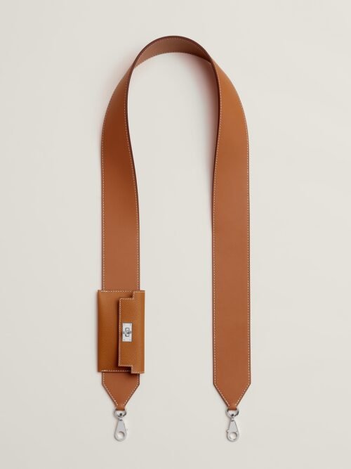 Hermes 37 Gold Epsom Leather Kelly Pocket Wide Strap Silver Hardware