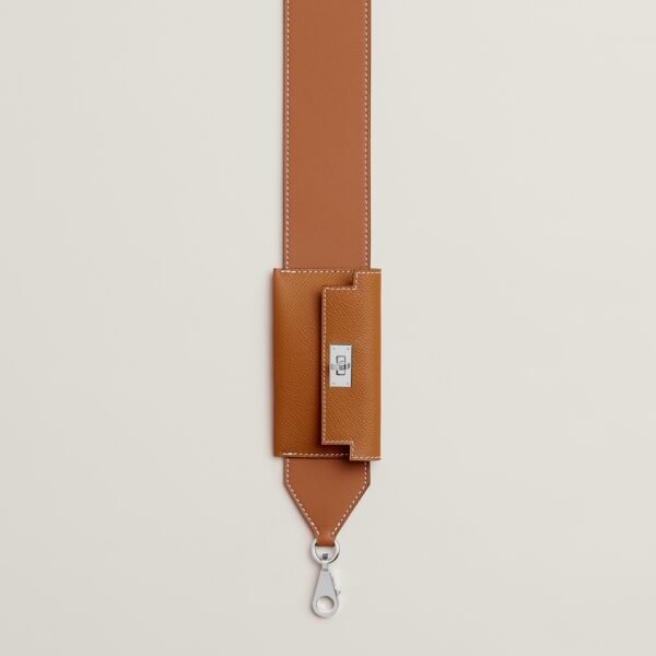 Hermes 37 Gold Epsom Leather Kelly Pocket Wide Strap Silver Hardware
