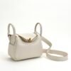 wsxc1728570071878_0-1 USA New York Hermes Mini Lindy 19CM Clemence Leather CC10 Craie Gold Hardware