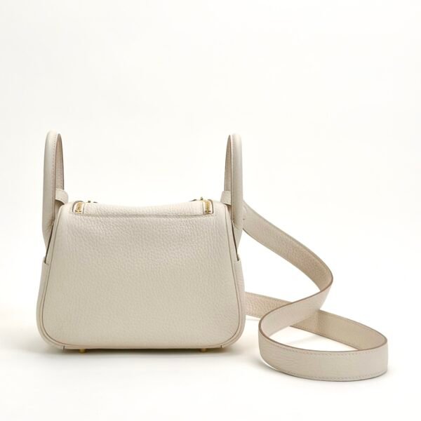 USA New York Hermes Mini Lindy 19CM Clemence Leather CC10 Craie Gold Hardware