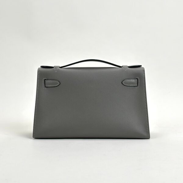 Taiwan Hermes Kelly Pochette 22CM Swift Leather 0L Gris Meyer Silver Hardware
