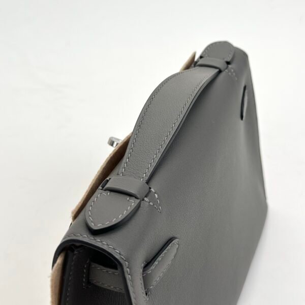 Taiwan Hermes Kelly Pochette 22CM Swift Leather 0L Gris Meyer Silver Hardware