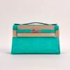 Hermes Bag Price Lizard Leather Kelly Pochette 22CM U1 Vert Verone Silver Hardware