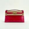 Hermes Kelly Pochette 22CM Shiny Alligator Crocodile I6 Rose Extreme Gold Hardware
