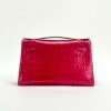 Hermes Kelly Pochette 22CM Shiny Alligator Crocodile I6 Rose Extreme Gold Hardware