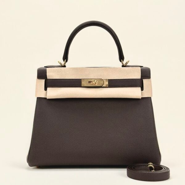 Hermes Bag Images Kelly 28CM Togo Leather CC47 Chocolate Gold Hardware