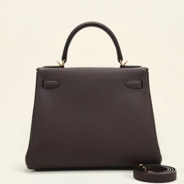 Hermes Bag Images Kelly 28CM Togo Leather CC47 Chocolate Gold Hardware