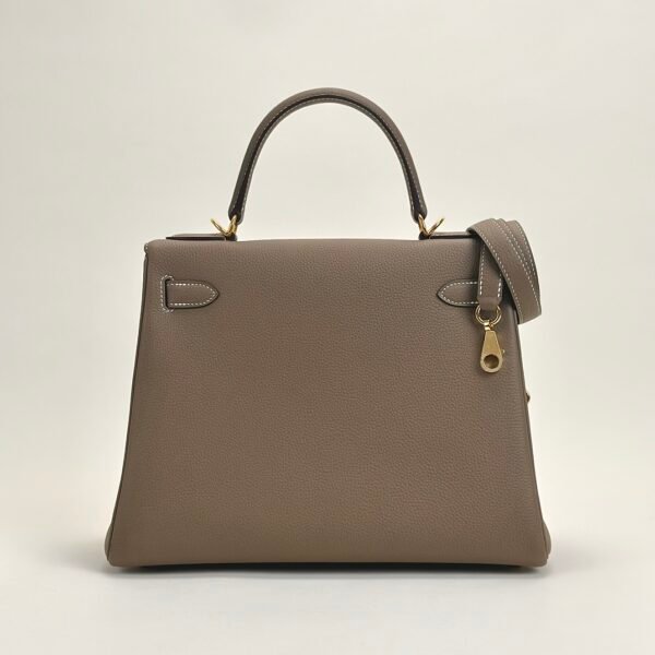 Hermes Togo Leather CC18 Etoupe Kelly 28CM Women’s Bag Images Gold Hardware