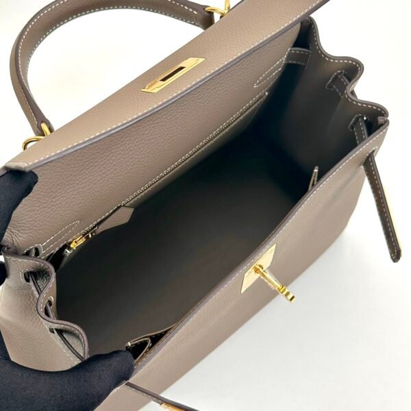 Hermes Togo Leather CC18 Etoupe Kelly 28CM Women’s Bag Images Gold Hardware
