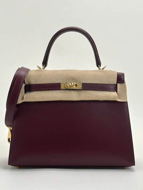 UAE Dubai Hermes Kelly Sellier 28CM Box Leather CC57 Bordeaux Gold Hardware