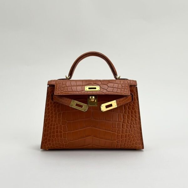 Hermes Bag Price CC37 Gold Matte Crocodile Leather Mini Kelly 19CM Gold Hardware