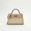 Hermes Mini Kelly 19CM 3C Parchemin Ostrich Leather Gold Hardware