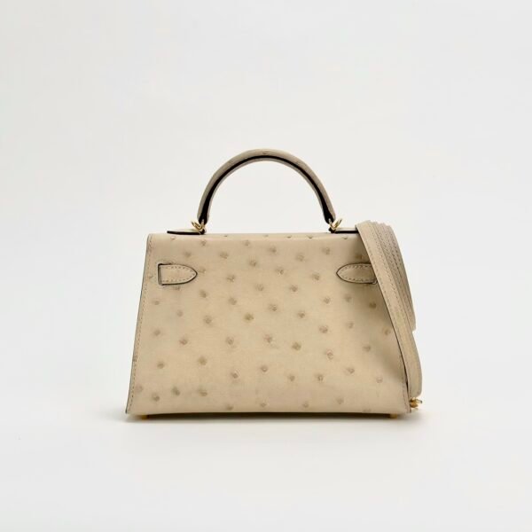 Hermes Mini Kelly 19CM 3C Parchemin Ostrich Leather Gold Hardware