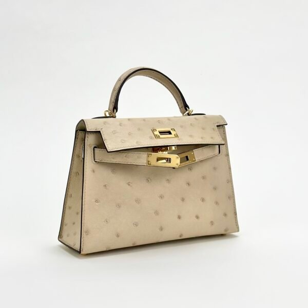 Hermes Mini Kelly 19CM 3C Parchemin Ostrich Leather Gold Hardware