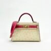 wsxc1729525855188_0-1 Hermes Mini Kelly 19CM Bag Ostrich Leather 3C Parchemin / E5 Rose Tyrien Gold Hardware