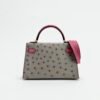wsxc1729525879479_1 UAE Dubai Hermes Ostrich Mini Kelly 19CM M8 Gris Asphalt / E5 Rose Tyrien Gold Hardware