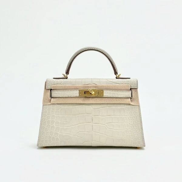 Hermes Bag Images Matte Alligator Crocodile Mini Kelly 19CM 8L Beton Gold Hardware