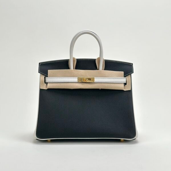 Special Order Hermes Birkin 25CM Togo Leather Black / White Gold Hardware