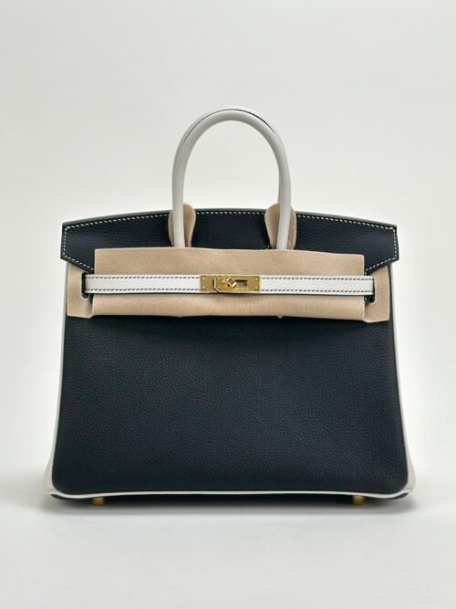 Special Order Hermes Birkin 25CM Togo Leather Black / White Gold Hardware