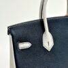 wsxc1729782391742_2 Hermes Boutique Birkin 25CM Black / White Togo Leather Silver Hardware