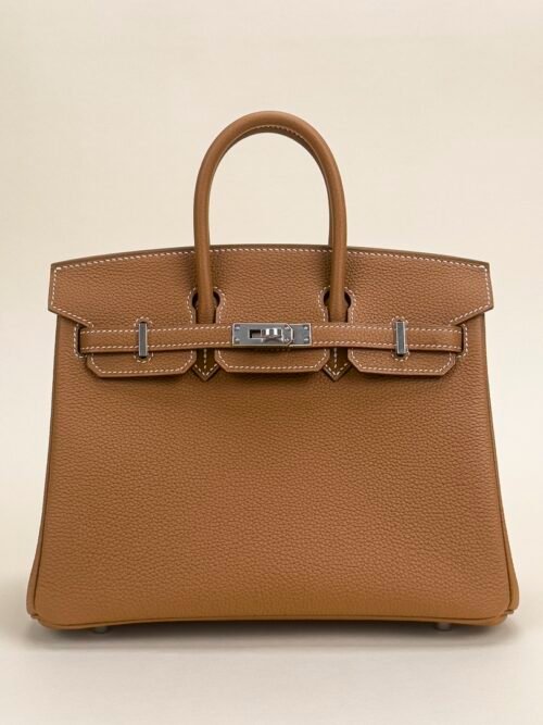 Hermes Bag Price Togo Leather CK37 Gold Birkin 25CM Silver Hardware