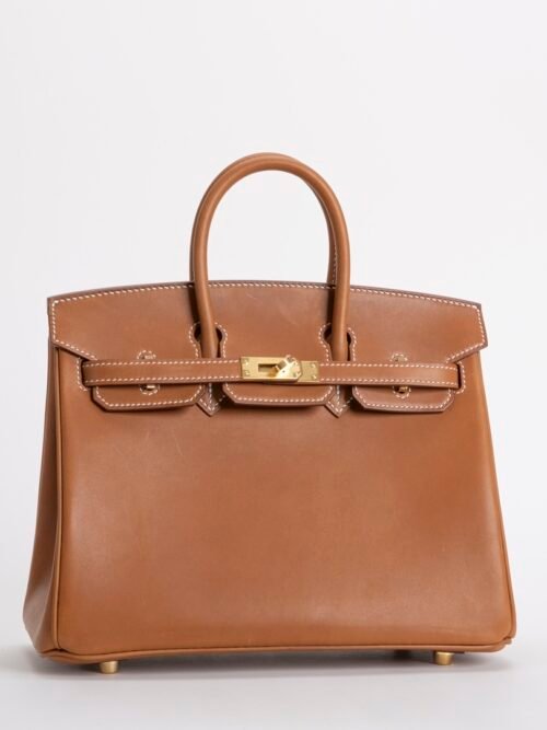 Hong Kong Hermes Birkin 25CM CC37 Gold Barenia Leather Gold Hardware