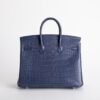 UK London Hermes Birkin 25CM Matte Alligator Crocodile 7L Blue De Malte Silver Hardware