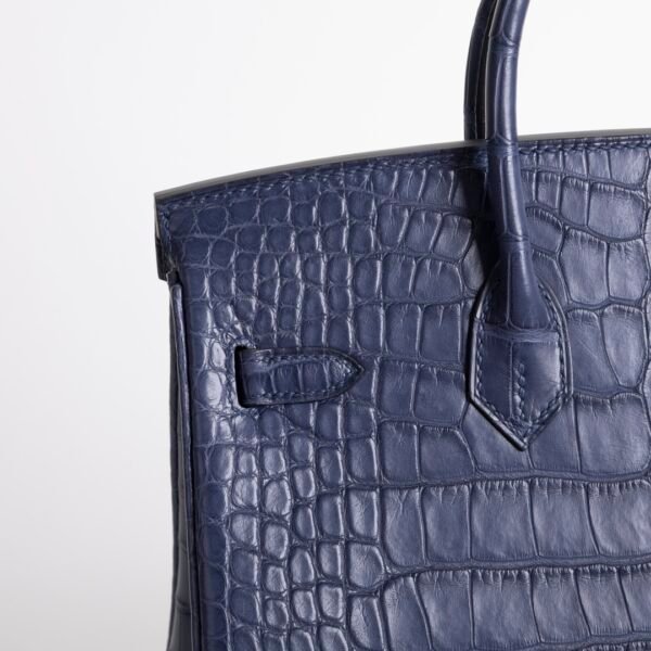 wsxc1731341688823_2 UK London Hermes Birkin 25CM Matte Alligator Crocodile 7L Blue De Malte Silver Hardware
