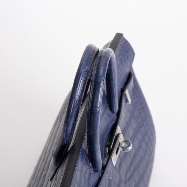 wsxc1731341688823_3 UK London Hermes Birkin 25CM Matte Alligator Crocodile 7L Blue De Malte Silver Hardware