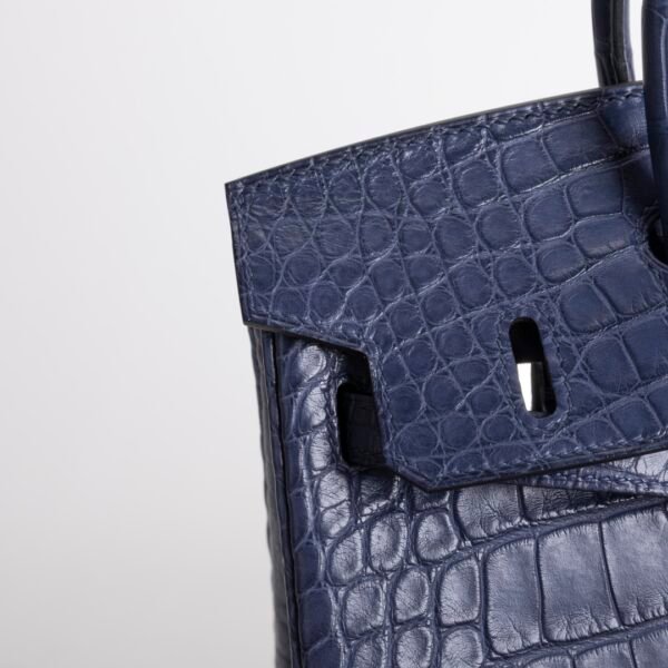 wsxc1731341688823_4 UK London Hermes Birkin 25CM Matte Alligator Crocodile 7L Blue De Malte Silver Hardware