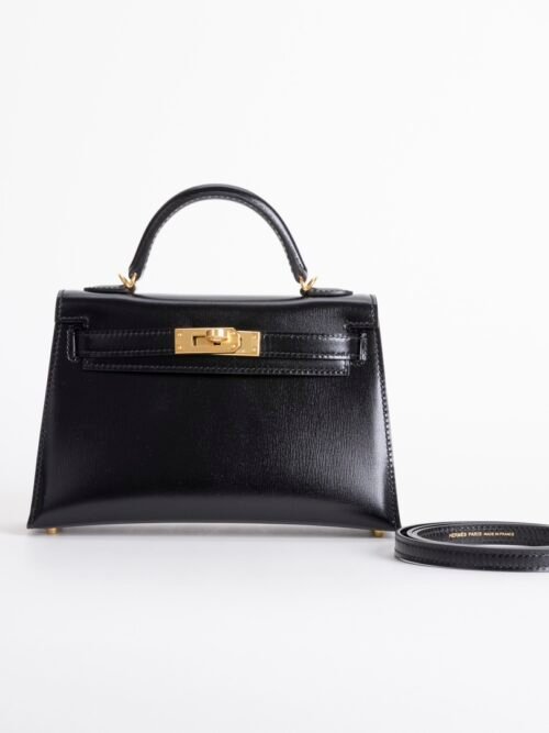 TaiwanHermes Mini Kelly 19CM Box Leather CC89 Noir Gold Hardware
