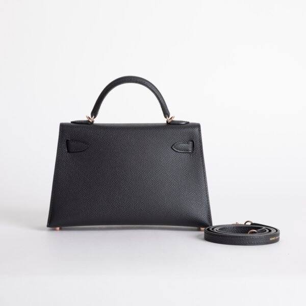 wsxc1731342463093_1 USA New York Hermes Epsom Leather Mini Kelly 19CM 89 Noir Rose Gold Hardware