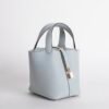 Handmade Picotin 18CM Bag 08 Blue Pale Clemence Leather Gold Hardware