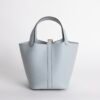 Handmade Picotin 18CM Bag 08 Blue Pale Clemence Leather Gold Hardware