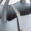 Handmade Picotin 18CM Bag 08 Blue Pale Clemence Leather Gold Hardware