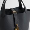 UAE Dubai Picotin 18CM Clemence Leather H0 Gris Misty Gold Hardware