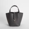 Full Handmade Picotin Bag 18CM CK88 Gris Graphite Clemence Leather Silver Hardware