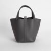 Full Handmade Picotin Bag 18CM CK88 Gris Graphite Clemence Leather Silver Hardware