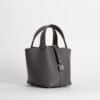 Full Handmade Picotin Bag 18CM CK88 Gris Graphite Clemence Leather Silver Hardware