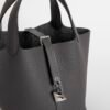 Full Handmade Picotin Bag 18CM CK88 Gris Graphite Clemence Leather Silver Hardware