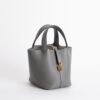 Canada Toronto 0L Gris Meyer Clemence Leather Picotin 18CM Gold Hardware
