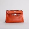 Women’s Luxury Bag Kelly Pochette 22CM Lizard Leather CK93 Orange Silver Hardware