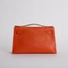 Women’s Luxury Bag Kelly Pochette 22CM Lizard Leather CK93 Orange Silver Hardware
