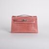 wsxc1731431595909_0-1 Women’s Eveving Bag Shiny Alligator Crocodile Kelly Pochette 22CM CK94 Terre Cuite Silver Hardware