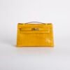 wsxc1731431599849_0 Handmade Bag 9D Jaune Amber Shiny Alligator Crocodile Kelly Pochette 22CM Gold Hardware